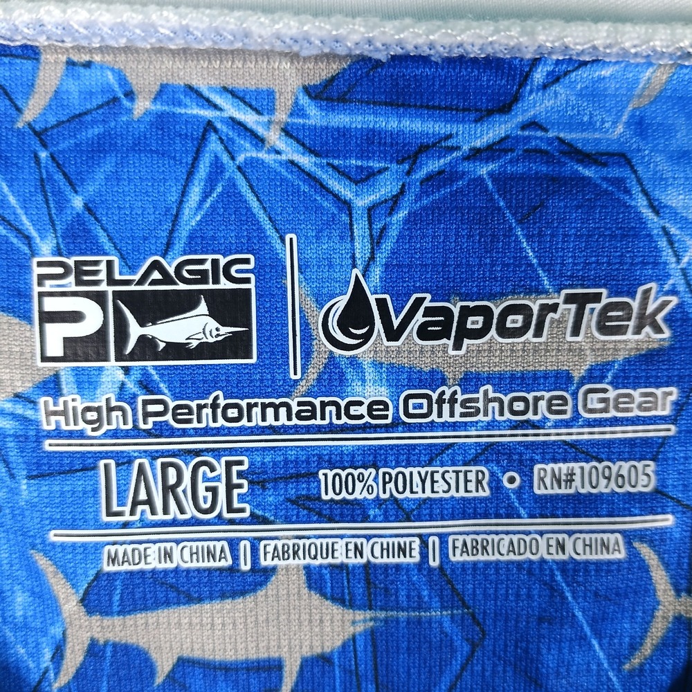 Pelagic VaporTek Fishing Shirt Men L White American Flag UPF 50 Long Sleeve - Picture 2 of 10